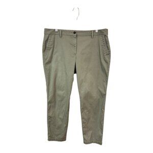 Talbots Women's Petite 14 14P Relaxed Chino Pants Sage Green Pockets Cotton